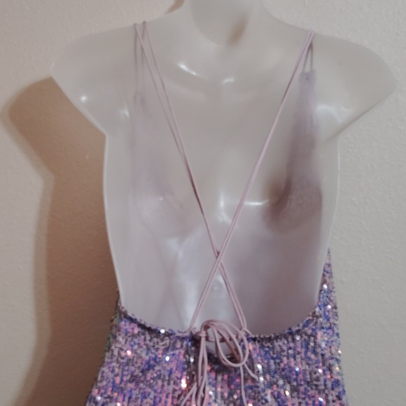 Free People Rise & Shine Sheer Lavender Mini Dress Size XS - Picture 6 of 8